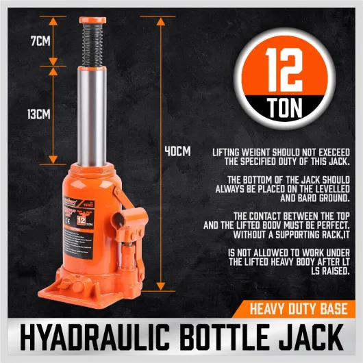 12 Ton Hydraulic Bottle Jack Car Lifter Safety Valve Caravan 4WD Heavy Duty image: 2