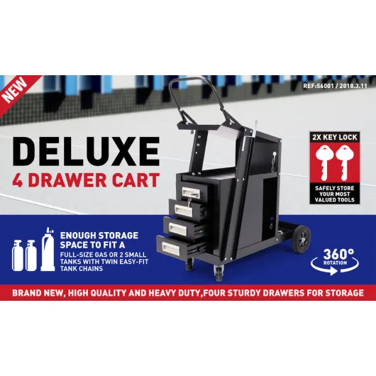 4-Drawer Welding Cart MIG Welder Trolley Cabinet TIG ARC MMA Plasma Cutter Bench image: 1